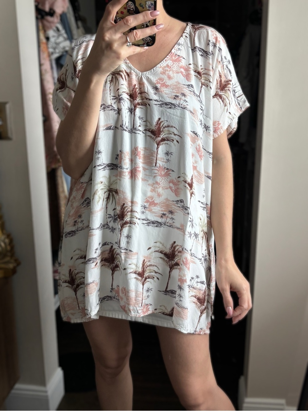 Surf Gypsy Tropical Print V-Neck Tunic Sz S